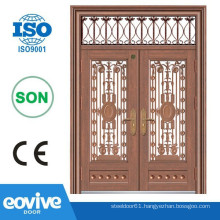 Luxury double entry security screen copper doors